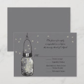 RSVP Mason Jar & Fireflies Weddenschap Kaartje (Voorkant / Achterkant)