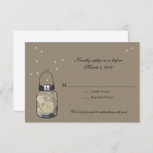 RSVP Mason Jar & Fireflies Wedding (Voorkant / Achterkant)