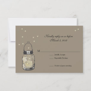 RSVP Mason Jar & Fireflies Wedding Kaartje