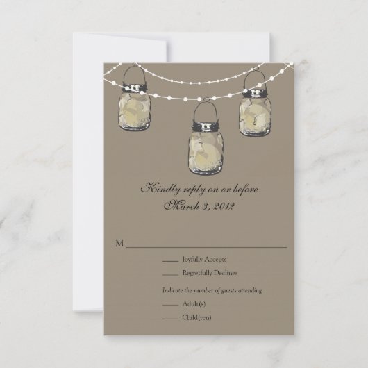 RSVP Mason Jar Wedding Kaartje (Voorkant)