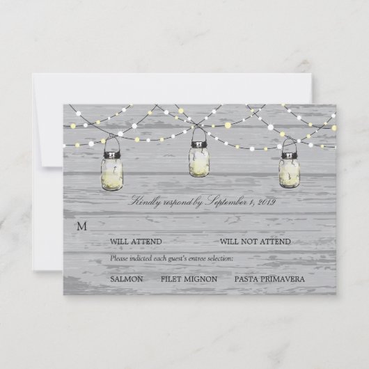RSVP Mason Jar Wedding Kaartje (Voorkant)