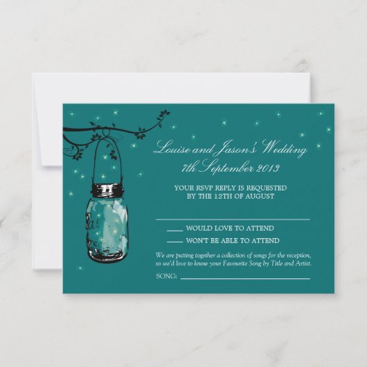 RSVP Mason Jar Wedding Kaartje (Voorkant)