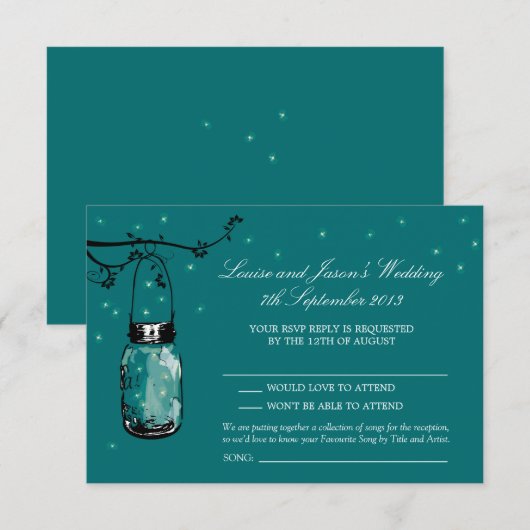 RSVP Mason Jar Wedding Kaartje (Voorkant / Achterkant)