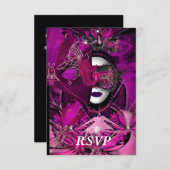RSVP Masquerade Ball Party Mask Zwart Roze Paarse (Voorkant / Achterkant)