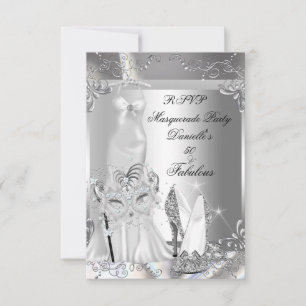 RSVP Masquerade Feest Fantastische 50 Zilver Kaartje