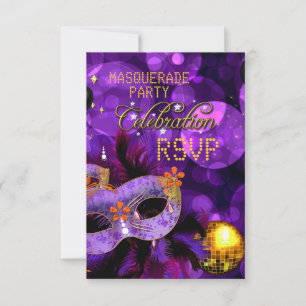 RSVP MASQUERADE Paarse Goud Dansfeest Kaartje