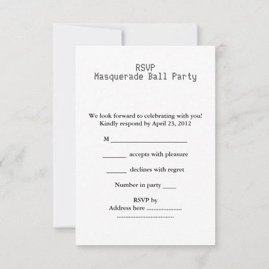 RSVP MASQUERADE Paarse gouden dansfeest (Achterkant)