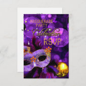 RSVP MASQUERADE Paarse gouden dansfeest (Voorkant / Achterkant)