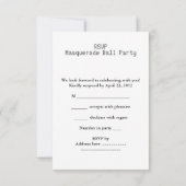 RSVP MASQUERADE Paarse gouden dansfeest Kaartje (Achterkant)