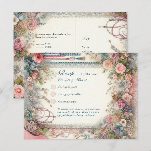 RSVP Maximalist  Bloemen Menu Shabby Chic (Voorkant / Achterkant)