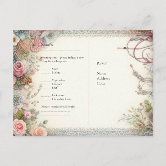 RSVP Maximalist Bloemen Menu Shabby Country (Achterkant)