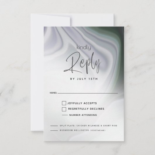 RSVP MEAL CHOICE | Abstract Dusty Jade en Violet (Voorkant)