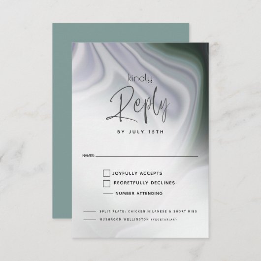 RSVP MEAL CHOICE | Abstract Dusty Jade en Violet (Voorkant / Achterkant)