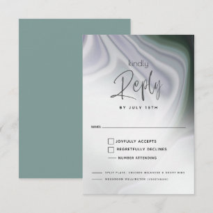 RSVP MEAL CHOICE   Abstract Dusty Jade en Violet Kaartje
