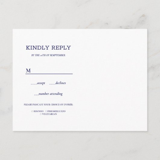 RSVP MEAL CHOICE UITNODIGING BRIEFKAART (Achterkant)