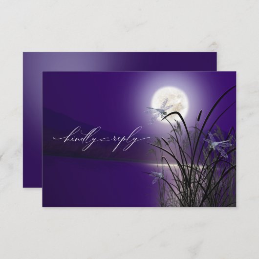 RSVP Menu Amethyst Full Moon Dragonfly Pond Kaart (Voorkant / Achterkant)