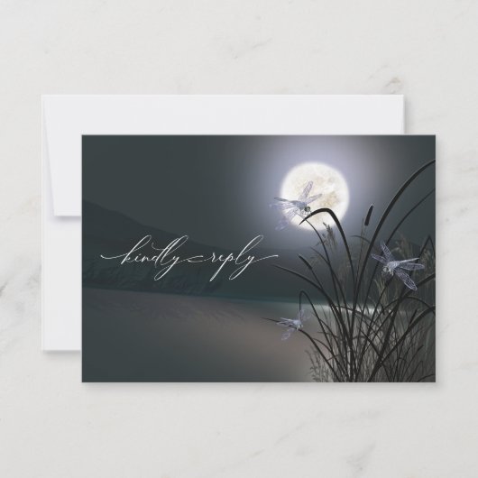 RSVP Menu Dusty Blue Grey Moonlight-libellen (Voorkant)