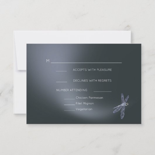 RSVP Menu Dusty Blue Grey Moonlight-libellen (Achterkant)