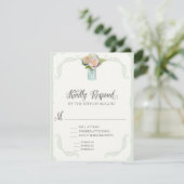 RSVP Menu Keuze Mason Jar Rozen Script Typografie (Staand voorkant)