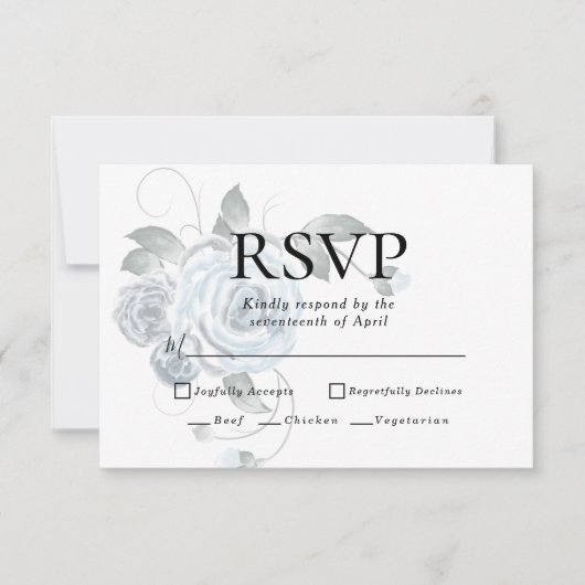 RSVP | Menu Keuzes Waterverf Stofblauwe Bloemen (Voorkant)