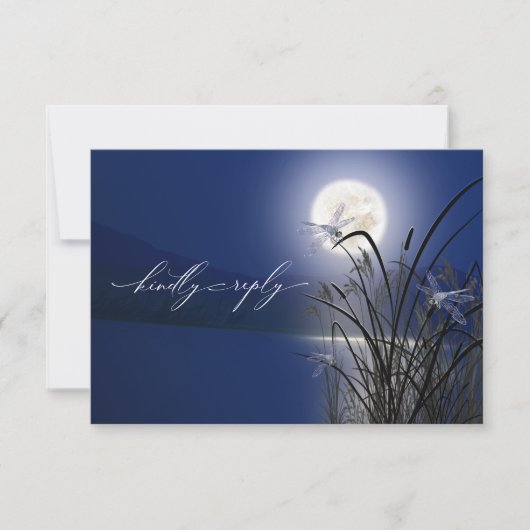 RSVP Menu Royal Blue Full Moon Dragonfly Pond (Voorkant)