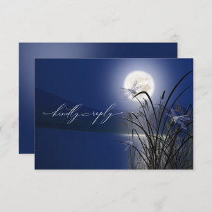 RSVP Menu Royal Blue Full Moon Dragonfly Pond