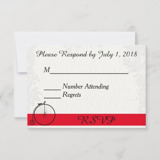 RSVP met Antiek fiets op White Peacock Backgro (Voorkant)