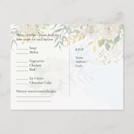 RSVP met de Witte Renery van de Sjabloon van het M Briefkaart (Achterkant)