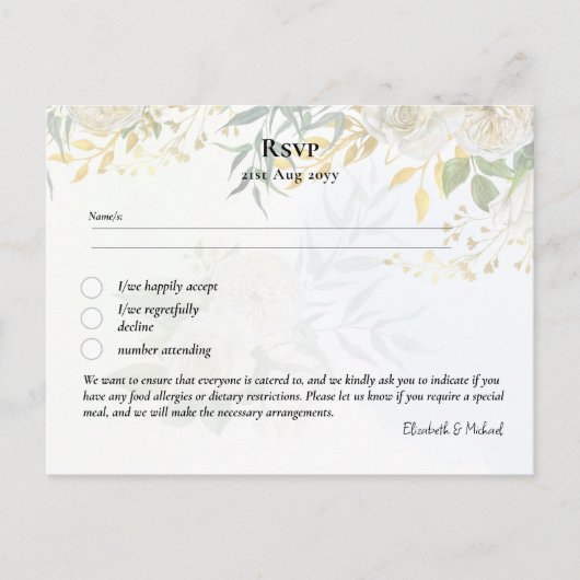 RSVP met de Witte Renery van de Sjabloon van het M Briefkaart (Voorkant)