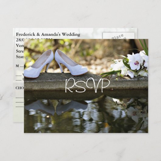 RSVP met foto van het Wit Weddenschap Uitnodiging Briefkaart (Voorkant / Achterkant)