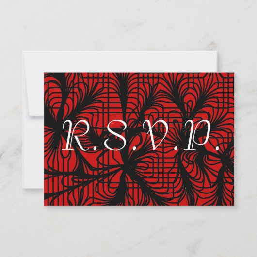 RSVP met Kinder rode en zwarte spiderweb Kaartje (Voorkant)