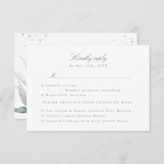 RSVP met maaltijdkeuzes waterverf bladerblad (Voorkant / Achterkant)