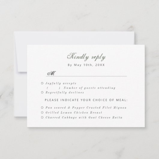 RSVP met maaltijdkeuzes waterverf wilde bloemenkra (Voorkant)