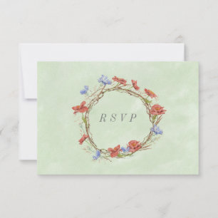 RSVP met maaltijdkeuzes waterverf wilde bloemenkra Kaartje