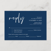 RSVP, met maaltijdopties, Navy Blue font En Informatiekaartje (Voorkant)