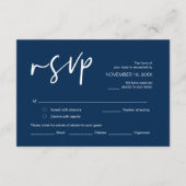 RSVP, met maaltijdopties, Navy Blue font En Informatiekaartje (Voorkant)