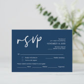 RSVP, met maaltijdopties, Navy Blue font En Informatiekaartje (Staand voorkant)