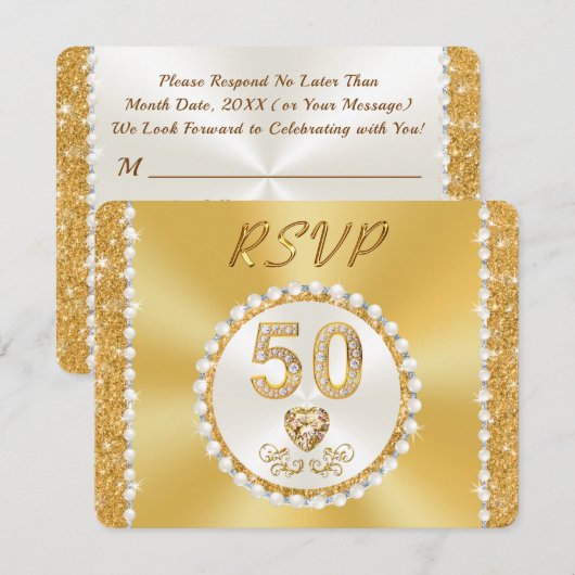 RSVP met MENU Choice, 50e Jubileum Gold, Kaart (Voorkant / Achterkant)