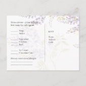 RSVP met Menu Sjabloon Paarse Blauwe Regen Bloemen (Achterkant)