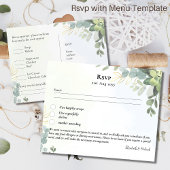 RSVP met Menu Sjabloon Rustic Eucalyptus Leaves