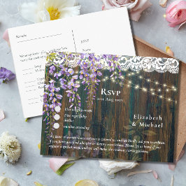 RSVP met Menu Sjabloon Rustic Wisteria Lace