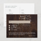 RSVP met Menu Sjabloon Rustic Wood Mason Jars (Voorkant / Achterkant)