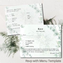 RSVP met Menu Sjabloon Rustieke Eucalyptus Bladere