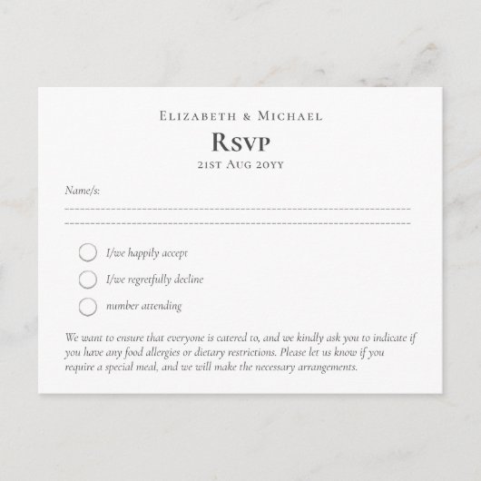 RSVP met Menu-Sjabloon Voeg eigen grafische kleure Briefkaart (Voorkant)