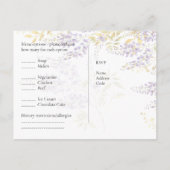 RSVP met Menu Sjabloon Wisteria Paarse Bloemen (Achterkant)