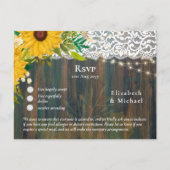 RSVP met menukaart sjabloon rustieke zonnebloemen  Briefkaart (Voorkant)