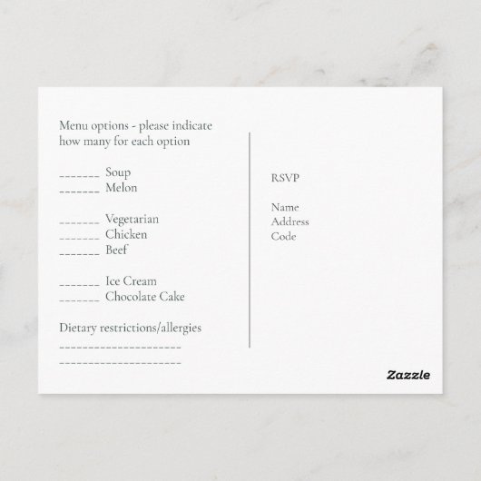 RSVP met menukaart sjabloon rustieke zonnebloemen  Briefkaart (Achterkant)