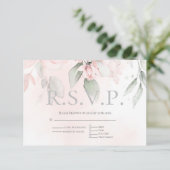 RSVP met menukeuze Blush roze Rozen Kaartje (Staand voorkant)