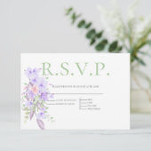 RSVP met menukeuze Violet Pink Floral (Staand voorkant)