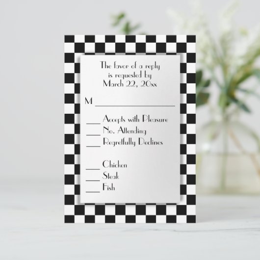 RSVP met menukeuze voor rackautothema (Staand voorkant)